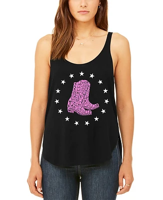 La Pop Art Women's Cowgirl Boots Premium Word Flowy Tank Top