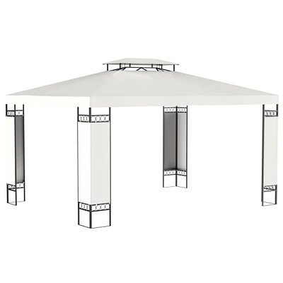 Simplie Fun 10' x 13' Patio Gazebo, Double Roof Outdoor Gazebo Canopy Shelter with Screen Decorate Corner Frame, for Garden, Lawn, Backyard and Deck,