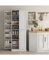 65" Kitchen Pantry Cabinet, Modern Storage Cabinet with Doors and Shelves, Freestanding Cupboard for Dining Room, White