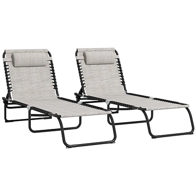 Streamdale Furniture 2-Pack Folding Chaise Lounge Chairs with Breathable Mesh and Adjustable Backrest