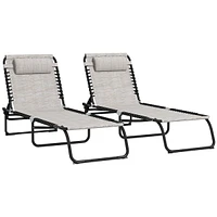 Streamdale Furniture 2-Pack Folding Chaise Lounge Chairs with Breathable Mesh and Adjustable Backrest