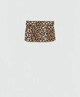 Mango Women's Leopard-Print Denim Mini-Skirt