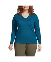 Lands' End Plus Relaxed Supima Cotton Long Sleeve V-Neck T-Shirt