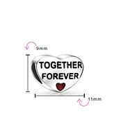 Bling Jewelry Together Forever Love Couples Red Heart Charm Bead .925 Sterling Silver