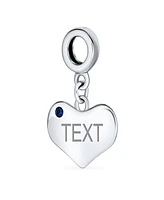 Bling Jewelry Crystal Accent Dangle Heart Shape Charm Bead .925 Sterling Silver