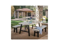 Valverde 3-Piece Gray Acacia Wood Picnic Dining Set