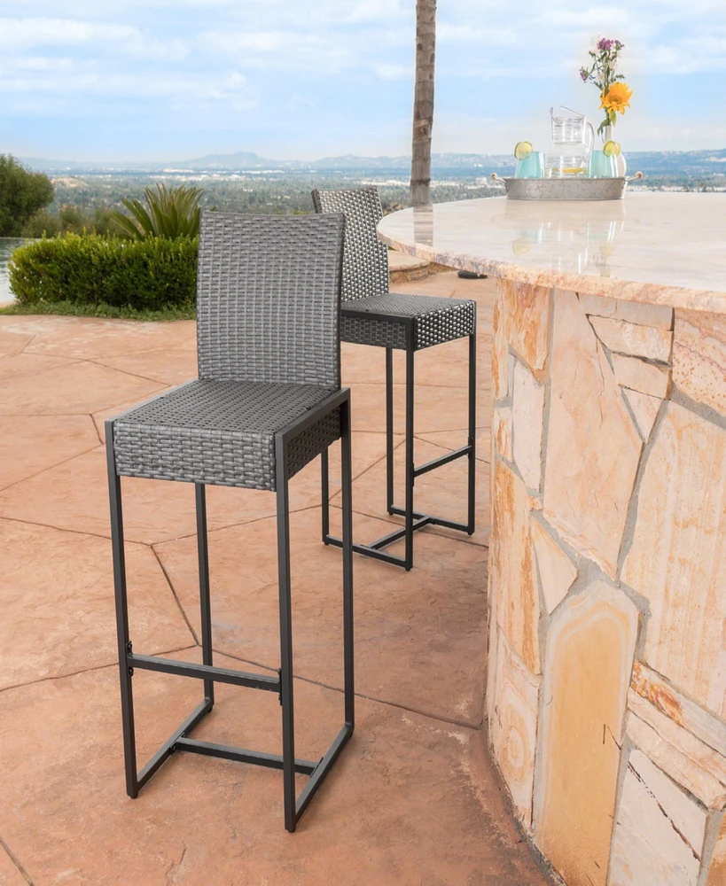 Streamdale Furniture Elegant Outdoor Wicker Barstools With Durable Iron Frame