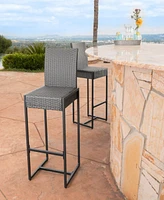 Streamdale Furniture Elegant Outdoor Wicker Barstools With Durable Iron Frame