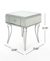 Simplie Fun Mirrored Nightstand Silver End Table With 1 Drawer For Bedroom Living Room