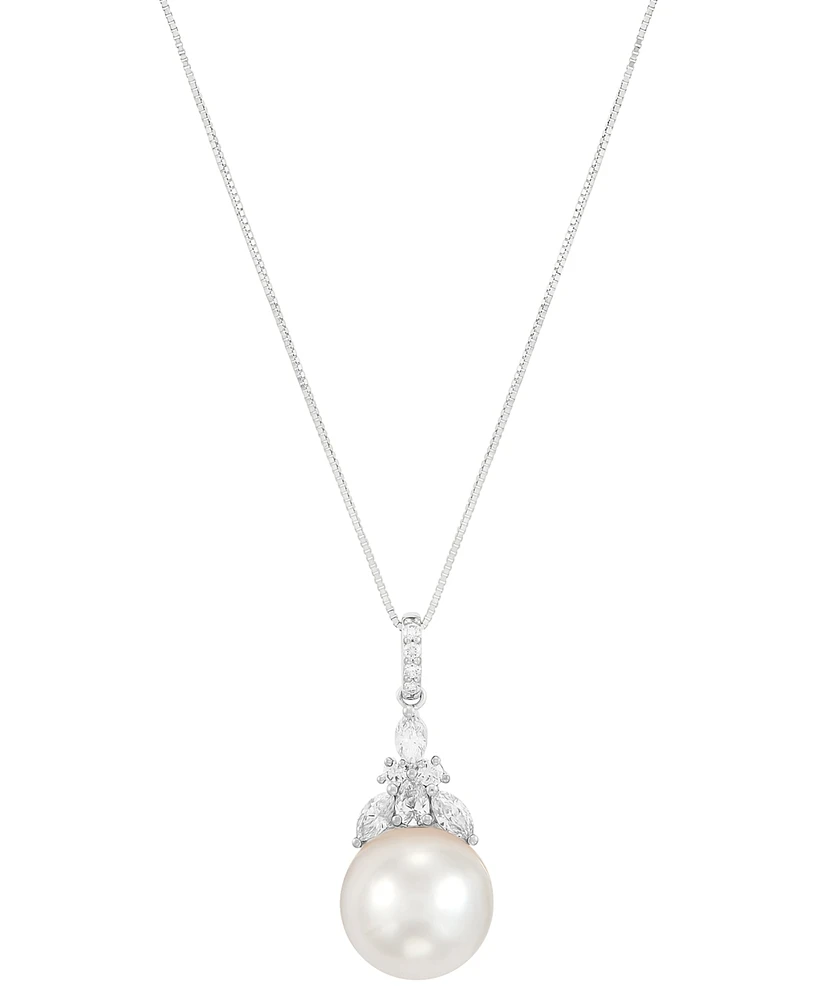 Grown With Love Cultured Ming Pearl (12mm) & Lab Grown Diamond (1/2 ct. t.w.) 18" Pendant Necklace in 14k White Gold