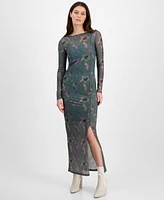 Hugo Women's Long-Sleeve Floral Bodycon Maxi Dress