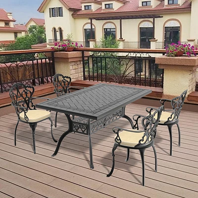 Streamdale Furniture (Cushions In Random Colors)5-Piece Set Of Cast Aluminum Patio Furniture With Cushions