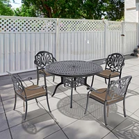 (Cushions In Random Colors)5-Piece Set Of Cast Aluminum Patio Furniture With Cushions