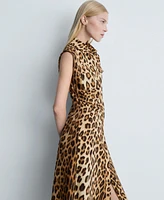 Mango Women's Leopard-Print Shirt Dress