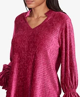 Ruby Rd. Petite Smocked Velvet V-Neck Blouse