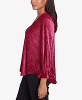 Ruby Rd. Petite Smocked Velvet V-Neck Blouse