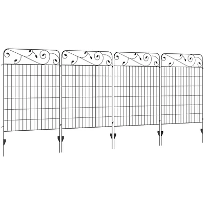 Streamdale Furniture Garden Fence, 4 Pack Steel Fence Panels, 11.5' L x 43" H, Rust