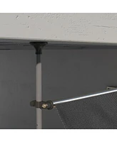 Manual Retractable Awning, 118" Non-Screw Freestanding Patio Sun Shade Shelter with Support Pole Stand and Uv Resistant Fabric, for Window, Door