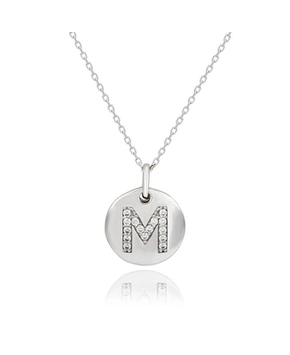 Suzy Levian New York Suzy Levian Sterling Silver Cubic Zirconia Letter Initial Disc Pendant