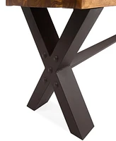 Acacia Wood And Iron X-Cross Picnic Bench: Durable, Stylish, And Perfect For Patios