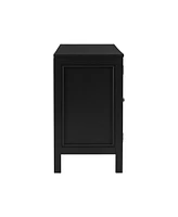 Sideboard with Curved Swirl Patterned Doors and Artistic Three-Door Design, Suitable for Living Rooms, Entrance and Study