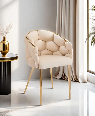 Streamdale Furniture Luxury Handmade Accent Chair with Gold Legs, Modern Velvet Armchair for Living Room and Bedroom