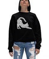 La Pop Art Women's Stretching Cat Word Crewneck Sweatshirt