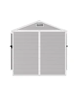 Simplie Fun 6' x 4.4' Resin Weather Resistant Outdoor Storage Shed with Floor for Garden, Backyard, Pool Tool, Light Grey