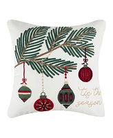 Levtex O Christmas Tree Embroidered Decorative Pillow, 18" x 18"