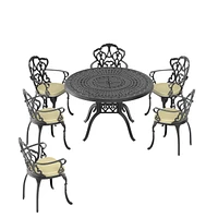 (Cushions In Random Colors)7-Piece Set Of Cast Aluminum Patio Furniture With Cushions