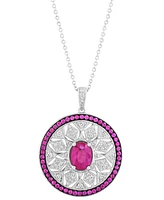 Effy Sapphire (1-7/8 ct. t.w.) & Diamond (1/3 Mandala Openwork 18" Pendant Necklace Sterling Silver