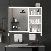 Modern 32x28inches bathroom cabinets, medicine cabinets with mirrors and Led lights, bathroom lockers with multilevel storage compartments and towel r