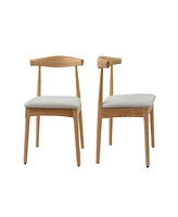 Simplie Fun Mid Century Dining Room Chairs Set of 2,Wood and Fabric Upholstered Four Dining Chairs