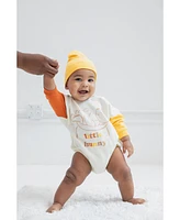 Winnie the Pooh Baby Boys Disney Minnie Mouse Mickey French Terry Oversized Long Sleeve Bodysuit and Hat Newborn to