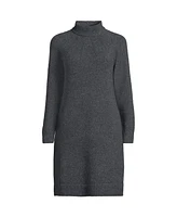 Lands' End Women's Boucle Long Sleeve Raglan Mock Neck Sweater Dress