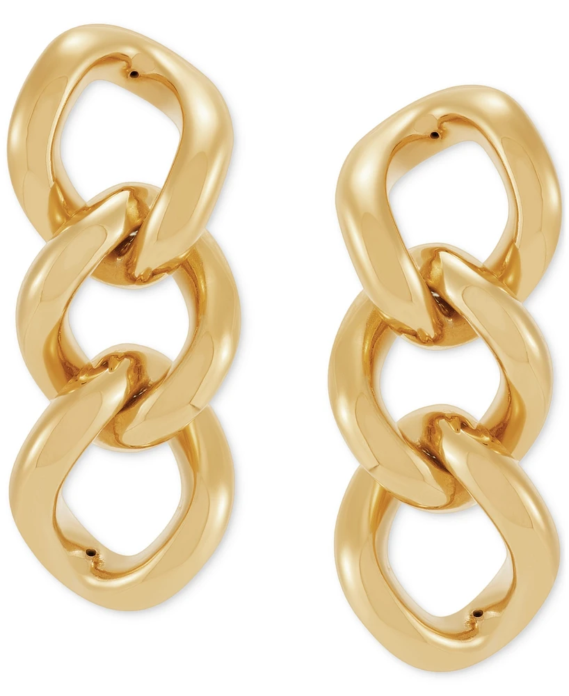 Polished Triple Link Drop Earrings in 18k Gold-Plated Sterling Silver