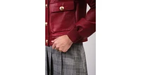 Furniq Uk Women's Leather Jacket, Burgundy, Created for Macy's