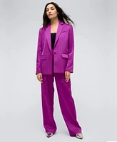 Kenneth Cole Womens One Button Notch Collar Satin Jacket High Rise Satin Double Cargo Pants