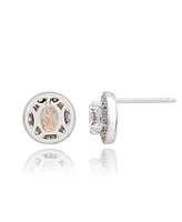Suzy Levian Sterling Silver Round Cut White Cubic Zirconia Halo Studs