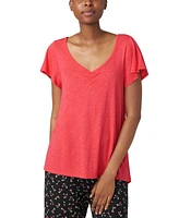 Hue Women's Solid Short-Sleeve Shirred Pajama Tee