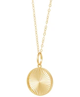 Polished Sunray Round Disc 18" Pendant Necklace in 10k Gold