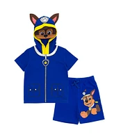 Paw Patrol Boys Chase Skye Rubble Marshall Cosplay T-Shirt and Bike Shorts French Terry Outfit Set to