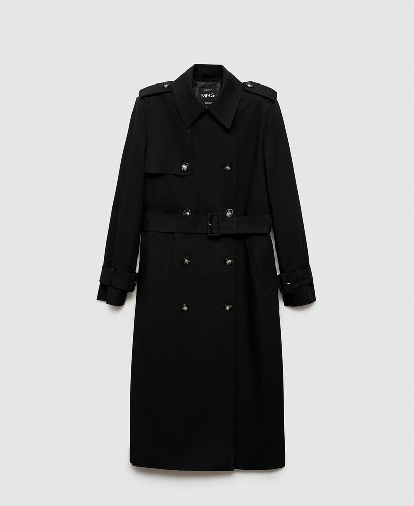 Mango Women's Double-Breasted Cotton Trench Coat