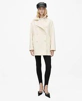 Mango Women's Double Breasted Virgin Wool Coat