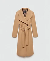 Mango Women's Belted Manteco Wool Coat