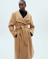 Mango Women's Belted Manteco Wool Coat