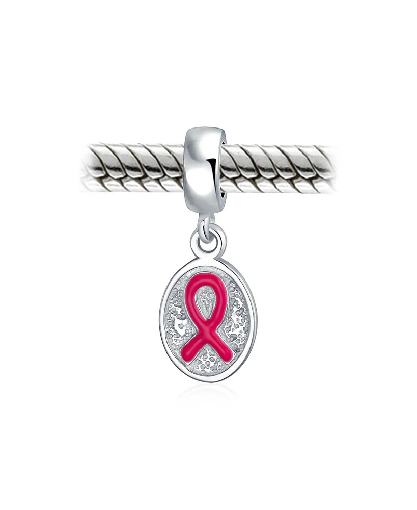 Bling Jewelry Pink Breast Cancer Survivor Dangle Charm Bead .925 Sterling Silver