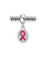 Bling Jewelry Pink Breast Cancer Survivor Dangle Charm Bead .925 Sterling Silver