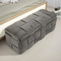 Storage Ottoman, Bedroom End Bench, Upholstered Fabric Storage Ottoman with Safety Hinge, Entryway Padded Footstool, Ottoman Bench for Living Room & B