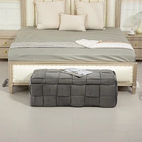Storage Ottoman, Bedroom End Bench, Upholstered Fabric Storage Ottoman with Safety Hinge, Entryway Padded Footstool, Ottoman Bench for Living Room & B